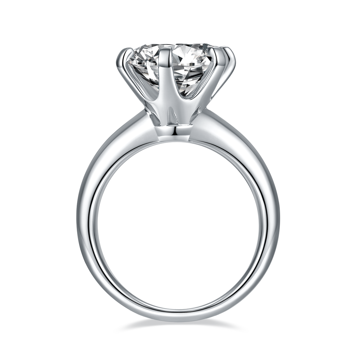 Light Arm T Home Six Claw S925 Silver Plated Platinum Moissanite Diamond Women's Ring 5.0 Carat D-Class